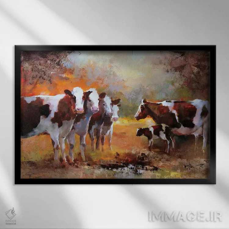 تابلو دکوراتیو گوساله اثر ویلم هنراتس - نمای قابدار مشکی