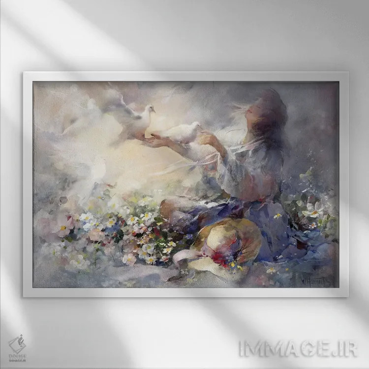 تابلو دکوراتیو انعکاس های عاشقانه اثر ویلم هنراتس - نمای قابدار سفید