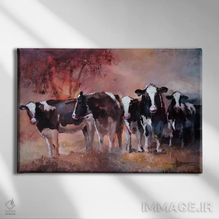 تابلو دکوراتیو گاوها اثر ویلم هنراتس - نمای روبهرو روی دیوار
