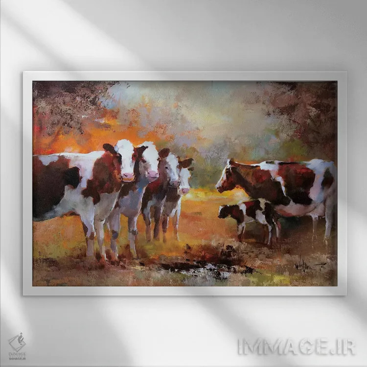 تابلو دکوراتیو گوساله اثر ویلم هنراتس - نمای قابدار سفید