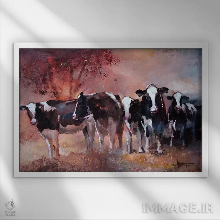 تابلو دکوراتیو گاوها اثر ویلم هنراتس - نمای قابدار سفید