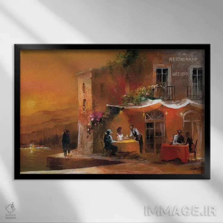 تابلو دکوراتیو شام دونفره ۱ اثر ویلم هنراتس - نمای قابدار مشکی