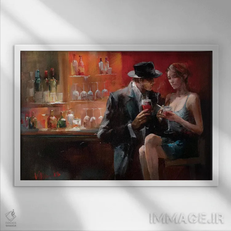 تابلو دکوراتیو عصر در بار ۱ اثر ویلم هنراتس - نمای قابدار سفید