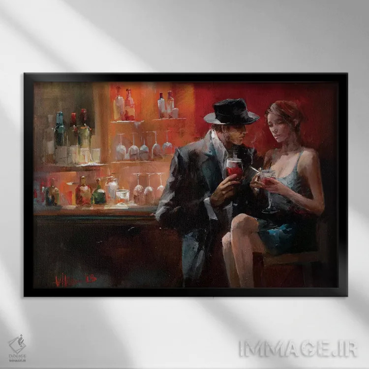 تابلو دکوراتیو عصر در بار ۱ اثر ویلم هنراتس - نمای قابدار مشکی