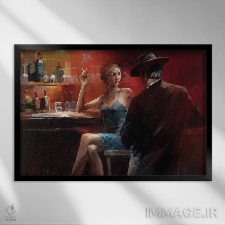 تابلو دکوراتیو عصر در بار ۲ اثر ویلم هنراتس - نمای قابدار مشکی