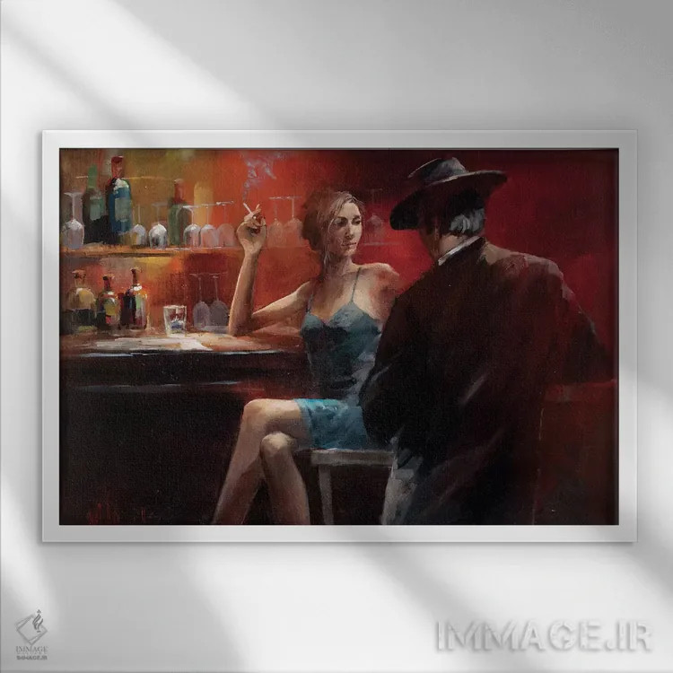 تابلو دکوراتیو عصر در بار ۲ اثر ویلم هنراتس - نمای قابدار سفید
