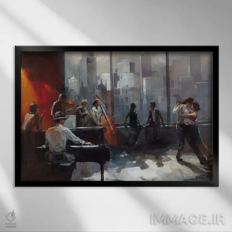 تابلو دکوراتیو اتاق با منظره ۲ اثر ویلم هنراتس - نمای قابدار مشکی