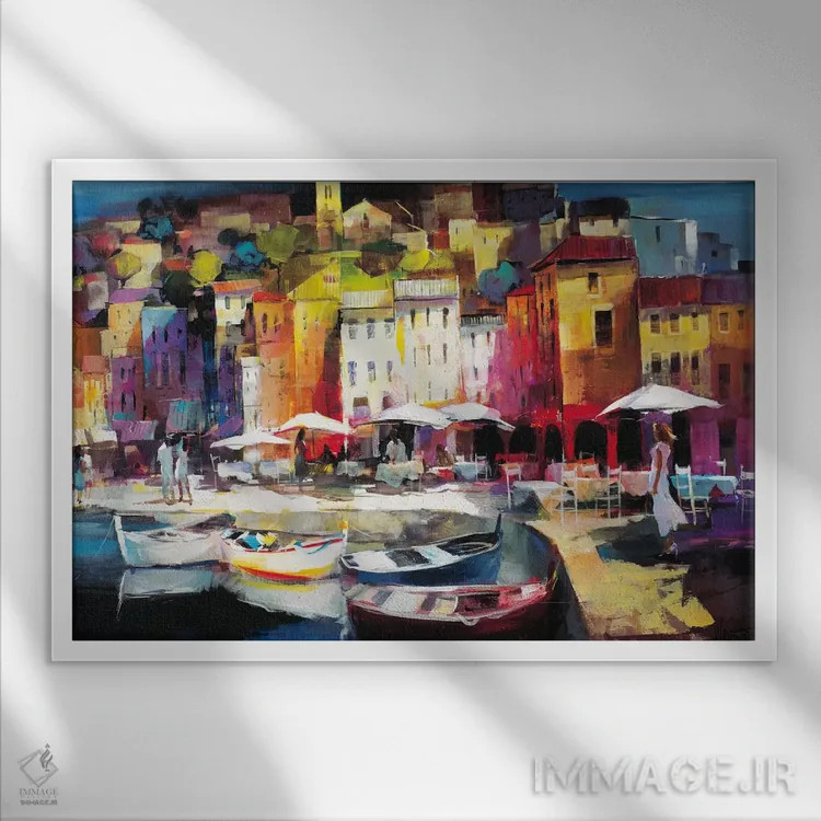تابلو دکوراتیو شهر بندری ۲ اثر ویلم هنراتس - نمای قابدار سفید