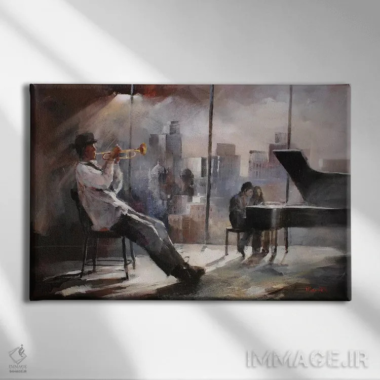 تابلو دکوراتیو ترومپت زن اثر ویلم هنراتس - نمای روبهرو روی دیوار