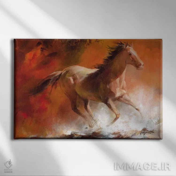 تابلو دکوراتیو اسب های وحشی ۱ اثر ویلم هنراتس - نمای روبهرو روی دیوار