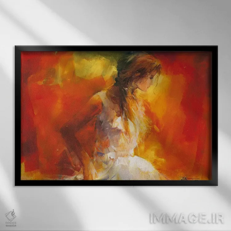 تابلو دکوراتیو دختر جوان ۱ اثر ویلم هنراتس - نمای قابدار مشکی