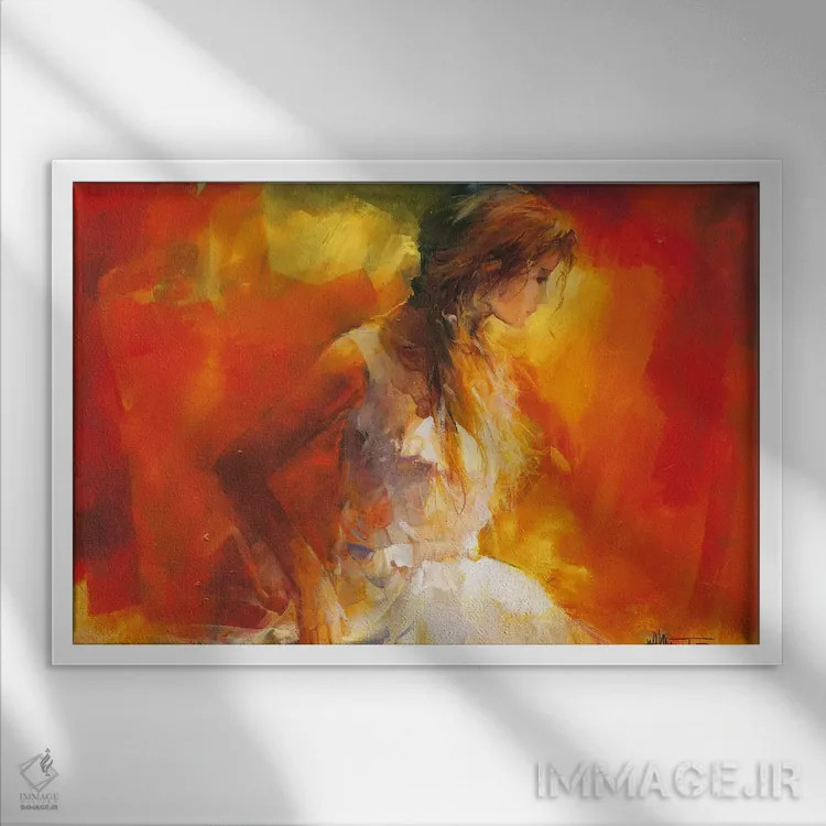 تابلو دکوراتیو دختر جوان ۱ اثر ویلم هنراتس - نمای قابدار سفید