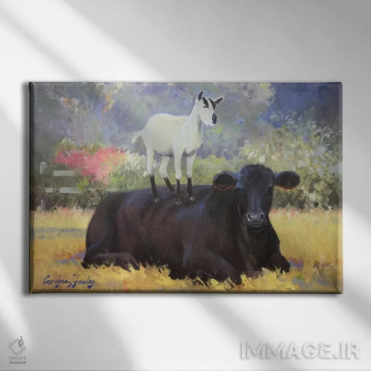 تابلو مدرن دوستان مزرعه ۵ اثر کارولین هاولی - نمای روبهرو روی دیوار