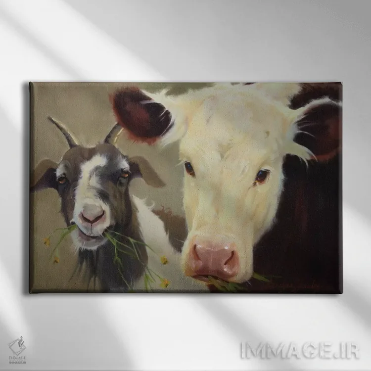 تابلو مدرن دوستان مزرعه ۱ اثر کارولین هاولی - نمای روبهرو روی دیوار
