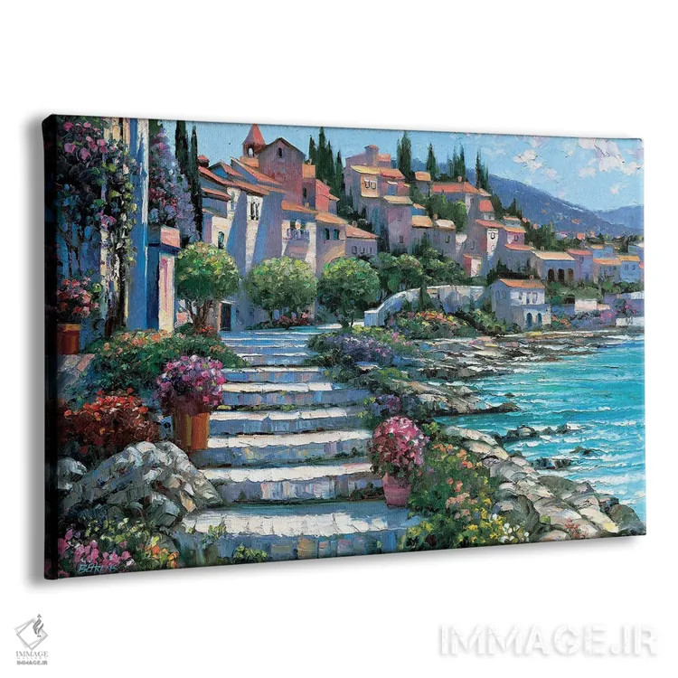 تابلو دکوراتیو پله های سن تروپه اثر هاوارد بهرنس - نمای پرسپکتیو محصول