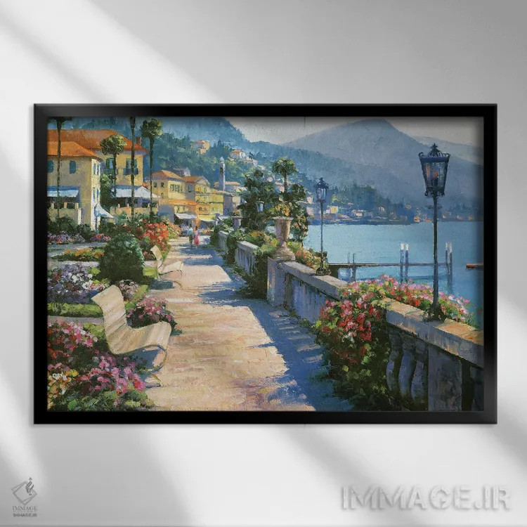 تابلو دکوراتیو پیاده روی بلاجیو اثر هاوارد بهرنس - نمای قابدار مشکی