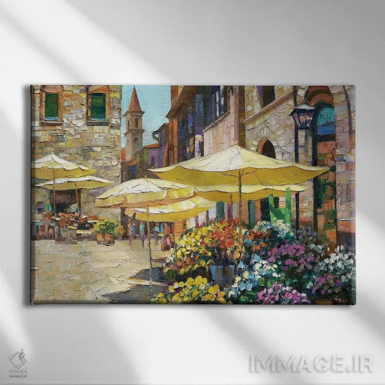 تابلو دکوراتیو بازار گل سینا اثر هاوارد بهرنس - نمای روبهرو روی دیوار