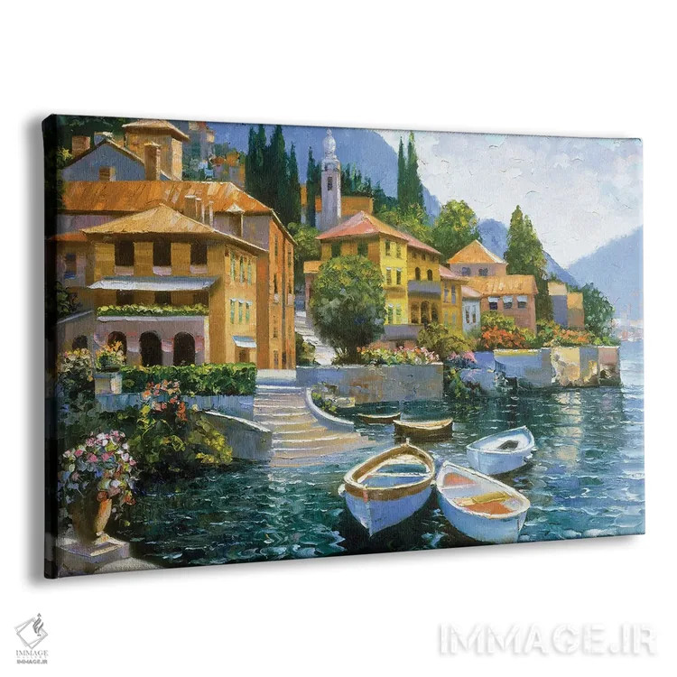 تابلو دکوراتیو اسکله دریاچه کومو اثر هاوارد بهرنس - نمای پرسپکتیو محصول