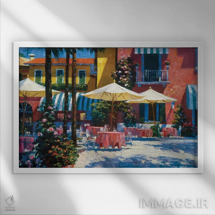 تابلو دکوراتیو مهمانخانه کنار دریاچه گاردا اثر هاوارد بهرنس - نمای قابدار سفید