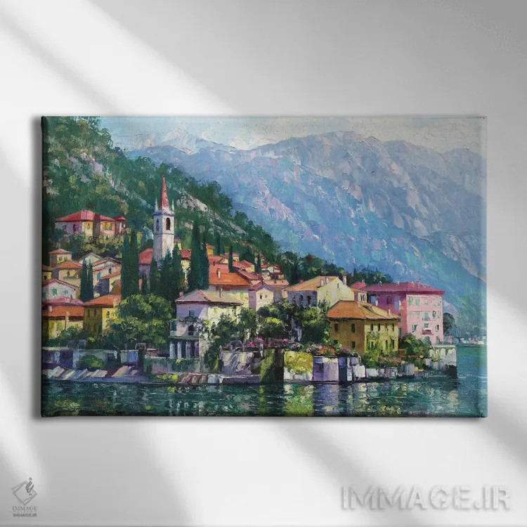 تابلو دکوراتیو انعکاس های دریاچه کومو اثر هاوارد بهرنس - نمای روبهرو روی دیوار