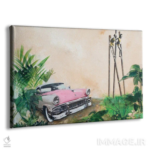 تابلو دکوراتیو تعطیلات با ماشین صورتی ۲ اثر هانک پره بوم - نمای پرسپکتیو محصول