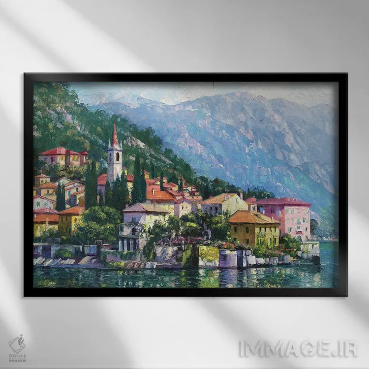 تابلو دکوراتیو انعکاس های دریاچه کومو اثر هاوارد بهرنس - نمای قابدار مشکی