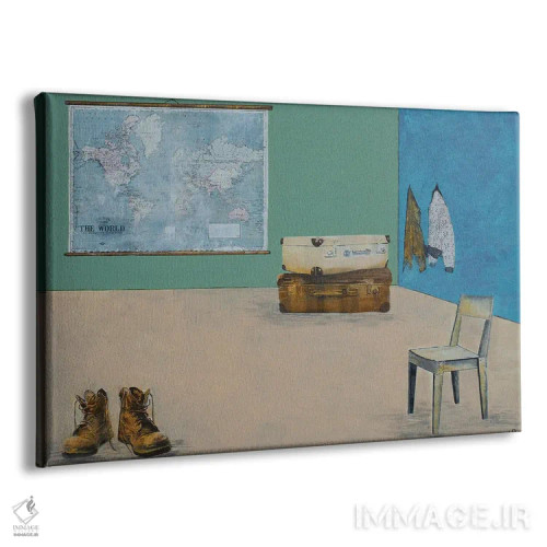 تابلو دکوراتیو به مسافر یک صندلی بده اثر هانک پره بوم - نمای پرسپکتیو محصول