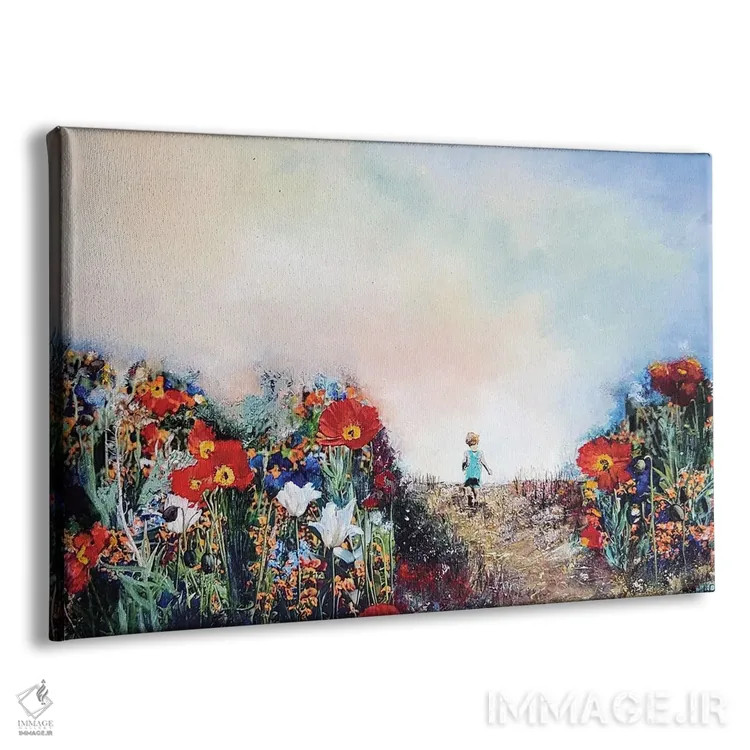 تابلو دکوراتیو قدم زنی در دشت شقایق ها اثر هانک پره بوم - نمای پرسپکتیو محصول