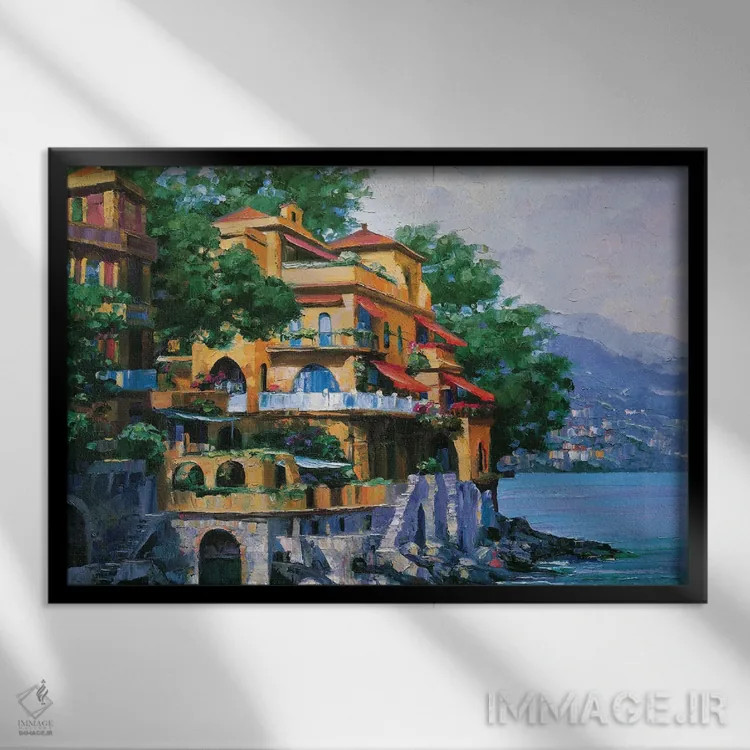 تابلو دکوراتیو ویلا در پورتوفینو اثر هاوارد بهرنس - نمای قابدار مشکی