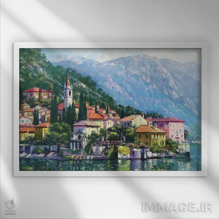 تابلو دکوراتیو انعکاس های دریاچه کومو اثر هاوارد بهرنس - نمای قابدار سفید