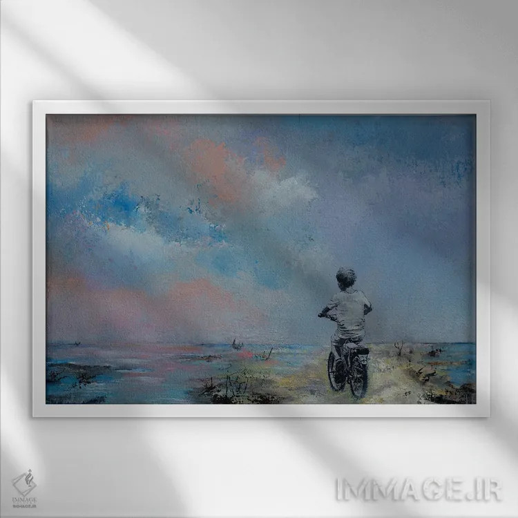 تابلو دکوراتیو دوچرخه اثر هانک پره بوم - نمای قابدار سفید