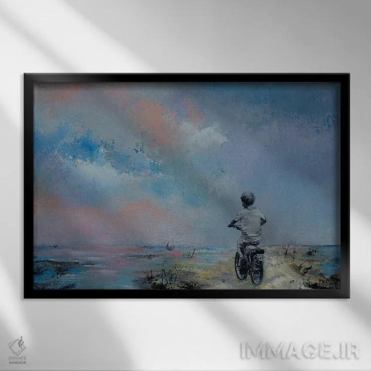 تابلو دکوراتیو دوچرخه اثر هانک پره بوم - نمای قابدار مشکی