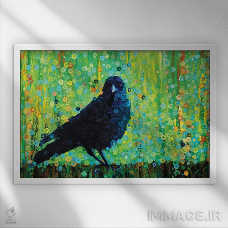 تابلو مدرن کلاغ مادر اثر هایدی بارنت - نمای قابدار سفید