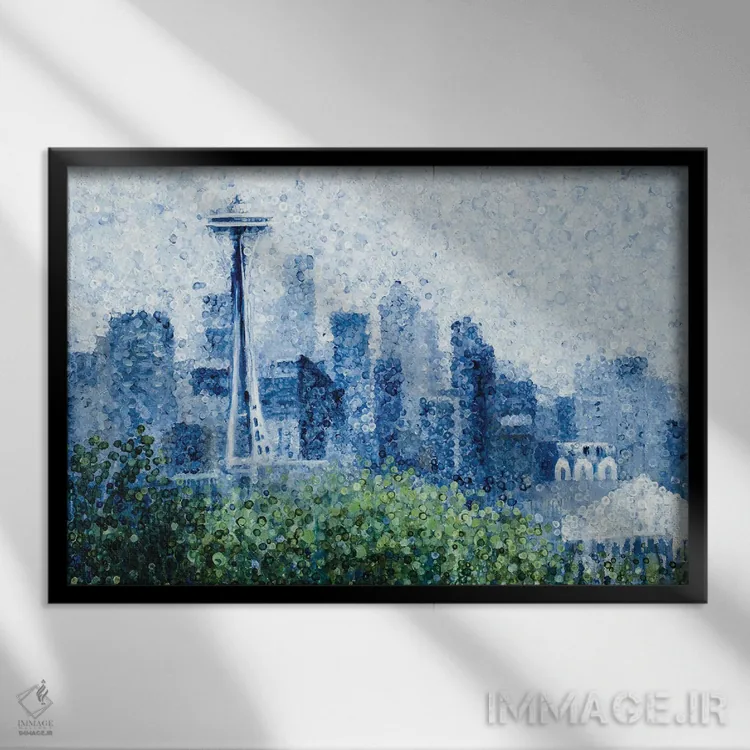 تابلو مدرن باران سیاتل اثر هایدی بارنت - نمای قابدار مشکی