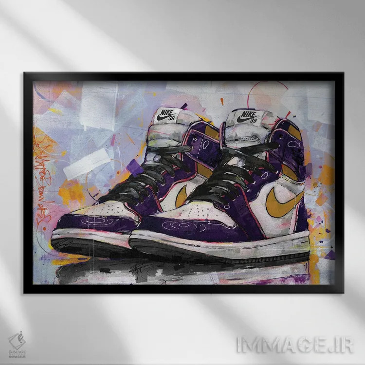 تابلو دکوراتیو نایک SB دانک LA To Chicago اثر ژوس هوپن برورز - نمای قابدار مشکی