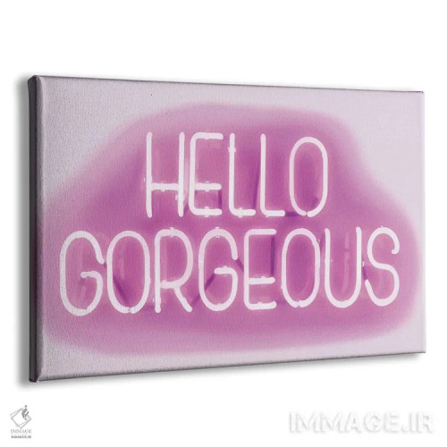 تابلو دکوراتیو نئون سلام زیبای من، صورتی روی سفید اثر هیلی کار - نمای پرسپکتیو محصول
