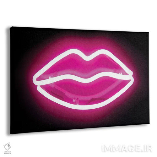 تابلو دکوراتیو نئون لب ها صورتی روی مشکی اثر هیلی کار - نمای پرسپکتیو محصول