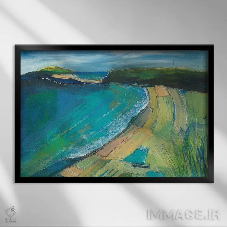 تابلو انتزاعی در امتداد ساحل اثر هایدی کلاوسون - نمای قابدار مشکی