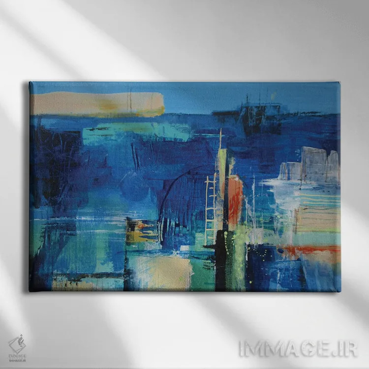 تابلو انتزاعی دیوار بندرگاه اثر هایدی کلاوسون - نمای روبهرو روی دیوار