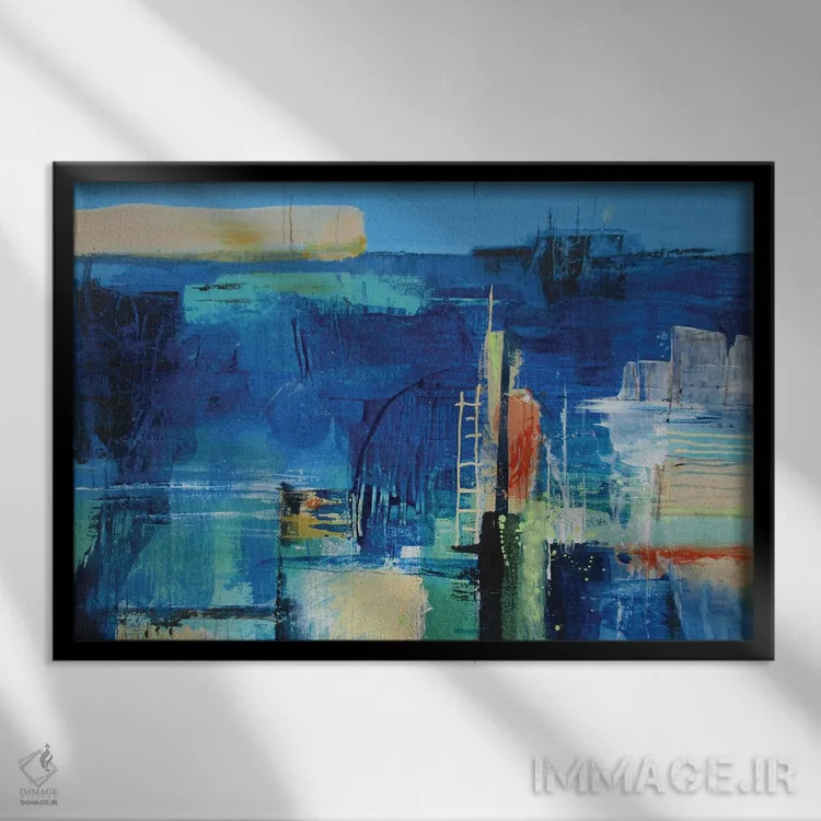 تابلو انتزاعی دیوار بندرگاه اثر هایدی کلاوسون - نمای قابدار مشکی