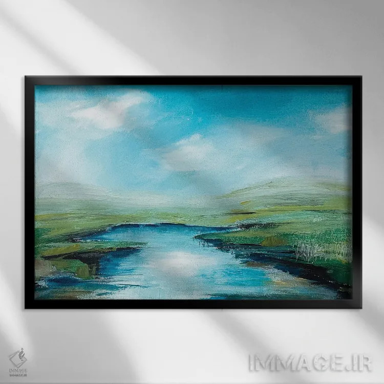 تابلو انتزاعی جریان آب شیرین اثر هایدی کلاوسون - نمای قابدار مشکی