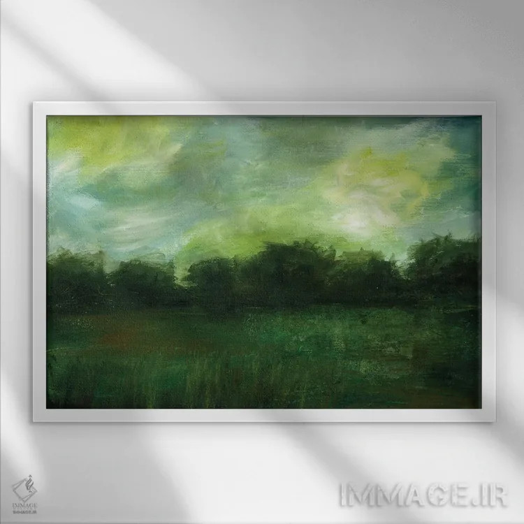 تابلو انتزاعی دم غروب اثر هایدی کلاوسون - نمای قابدار سفید