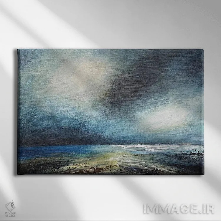 تابلو انتزاعی موج طوفانی اثر هایدی کلاوسون - نمای روبهرو روی دیوار