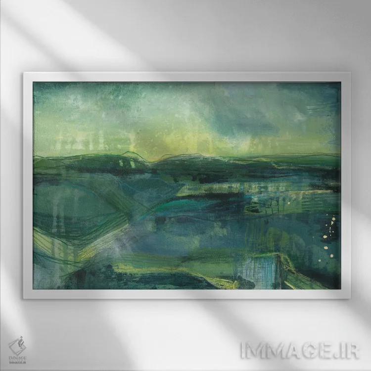 تابلو انتزاعی خاک پس کرانه اثر هایدی کلاوسون - نمای قابدار سفید