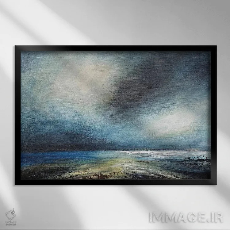 تابلو انتزاعی موج طوفانی اثر هایدی کلاوسون - نمای قابدار مشکی