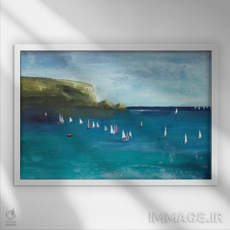 تابلو مدرن روز قایق رانی اثر هایدی کلاوسون - نمای قابدار سفید