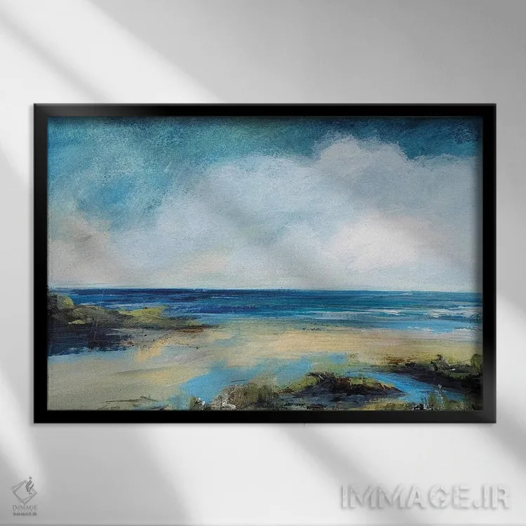 تابلو انتزاعی برکه های سنگی اثر هایدی کلاوسون - نمای قابدار مشکی