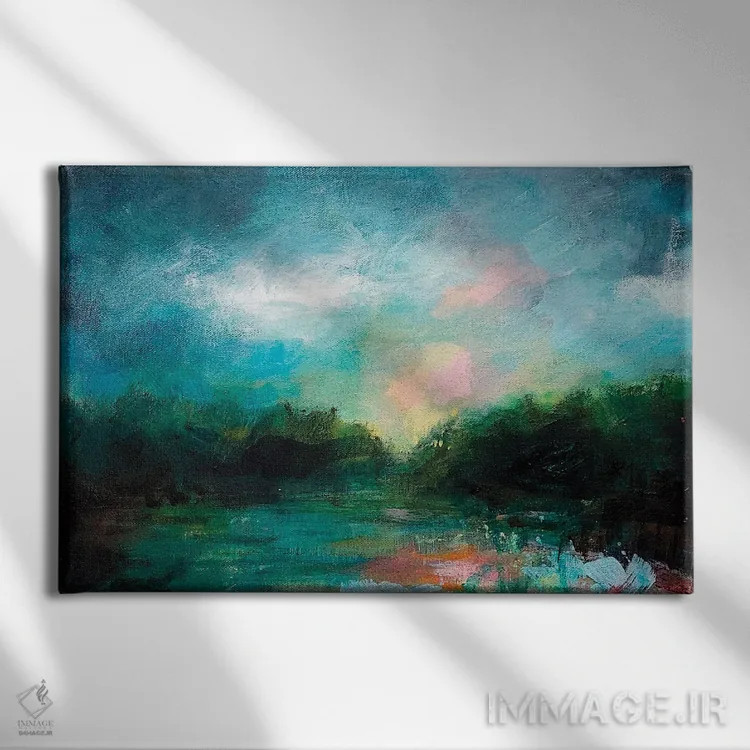 تابلو انتزاعی چکاوک اثر هایدی کلاوسون - نمای روبهرو روی دیوار