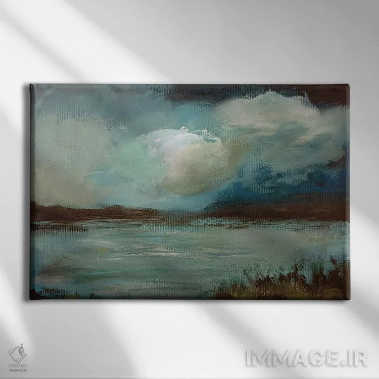 تابلو انتزاعی آسمان ناآرام اثر هایدی کلاوسون - نمای روبهرو روی دیوار