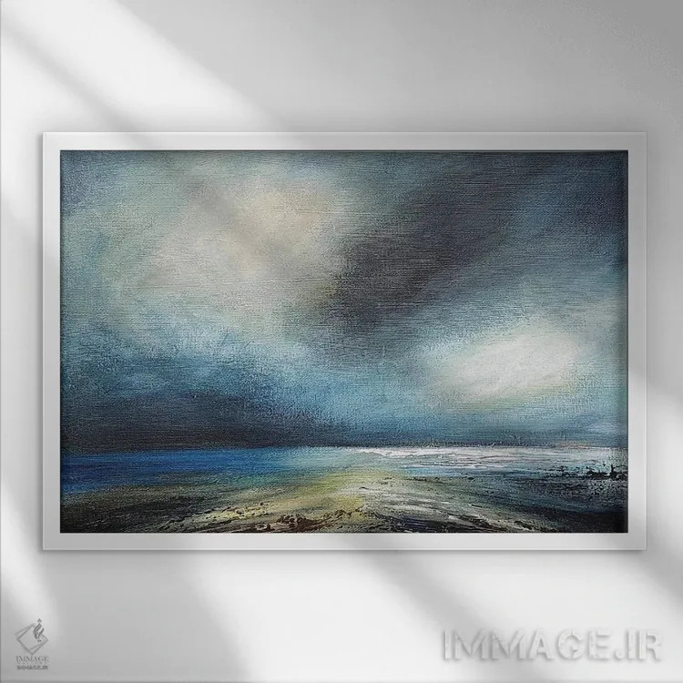 تابلو انتزاعی موج طوفانی اثر هایدی کلاوسون - نمای قابدار سفید